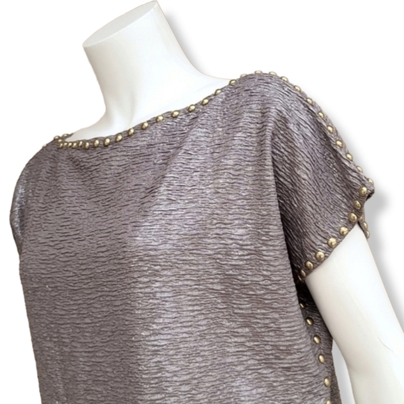 VINTAGE 80's Studded Shift Dress Small S SMITH & SMITH NYC Textured Crinkled - Picture 5 of 16